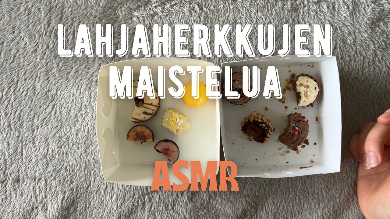 ASMR SUOMI - synttärilahjaherkkujen maistelua 🤤