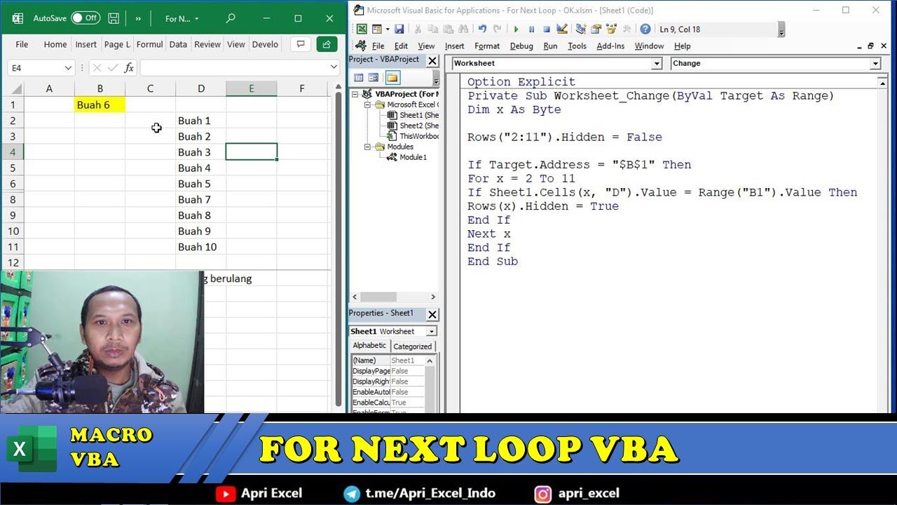 9. Tutorial VBA Excel Untuk Pemula | For Next Loop | - YouTube