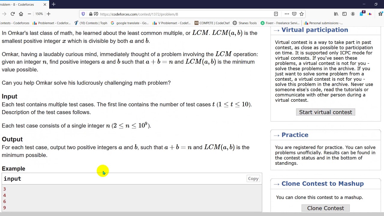 1372 B Omkar and Last Class of Math codeforces problem in bangla - YouTube