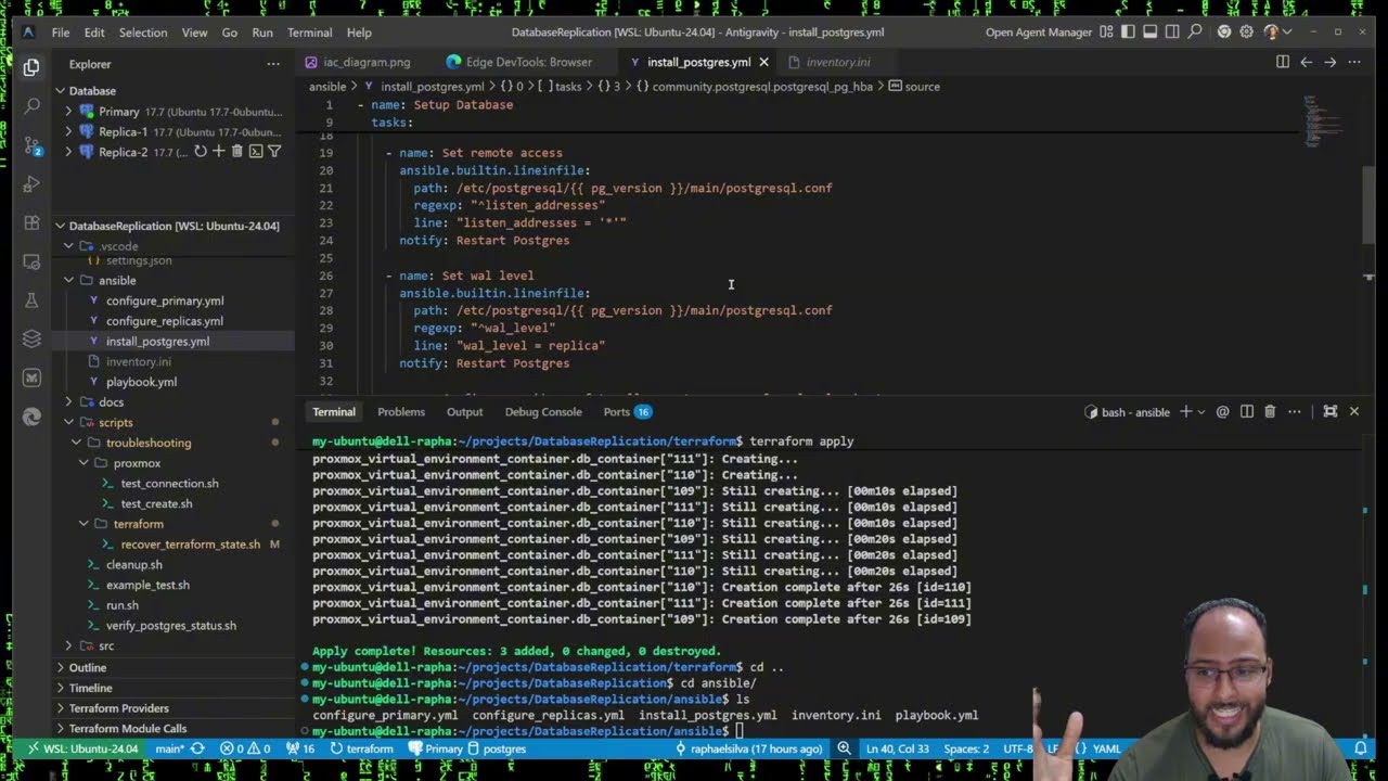 Automação de Cluster PostgreSQL com Terraform e Ansible no Proxmox (LXC)