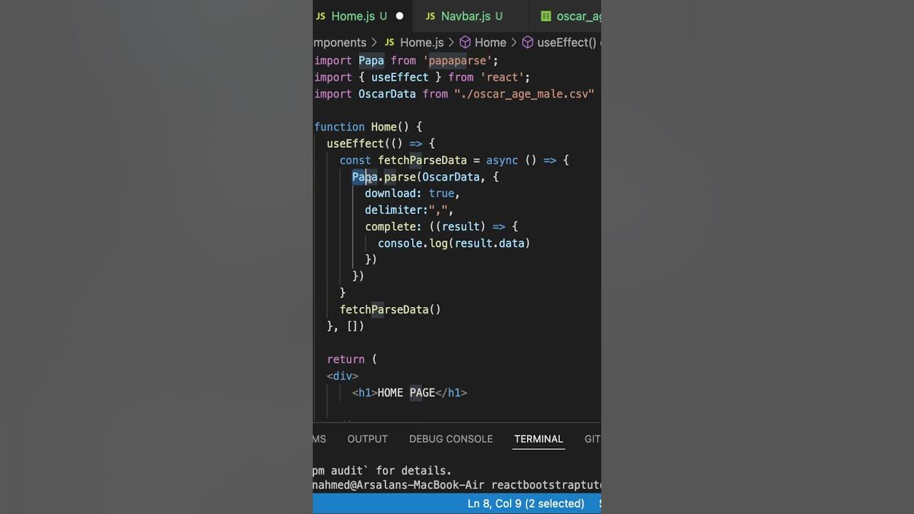 Parse csv data in react using papaparse shorts reactjs youtube