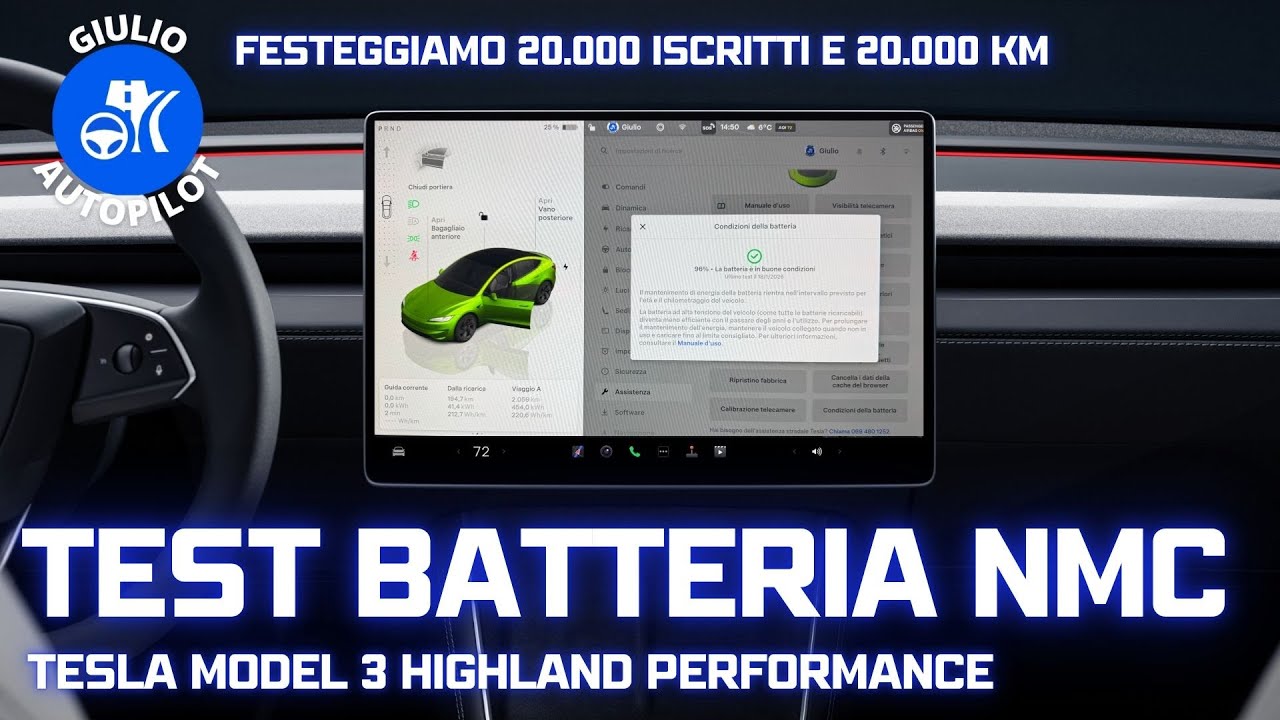 TEST Batteria LG 75kWh NMC su Tesla Model 3 Performance dopo 20.000km