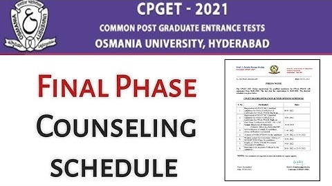 Ts Cpget Final phase counseling schedule || Final Phase dates ||3rd phase ||TS CPGET.