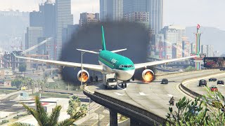 Airplane makes Unusual landing at Rounded Bridge after Engine&#39;s Explode | GTA 5