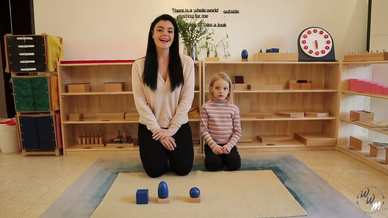 Three-period lesson with the Montessori Geometric Solids