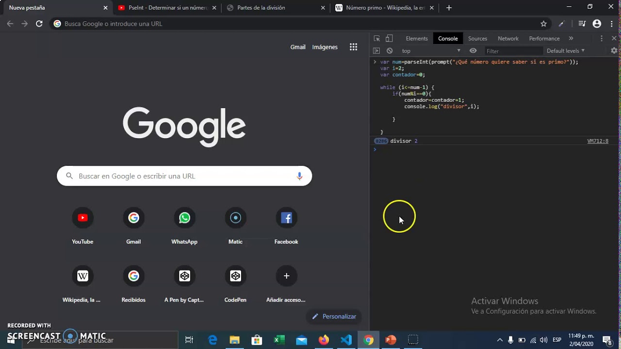 Números primos usando la estructura WHILE en JavaScript. - YouTube