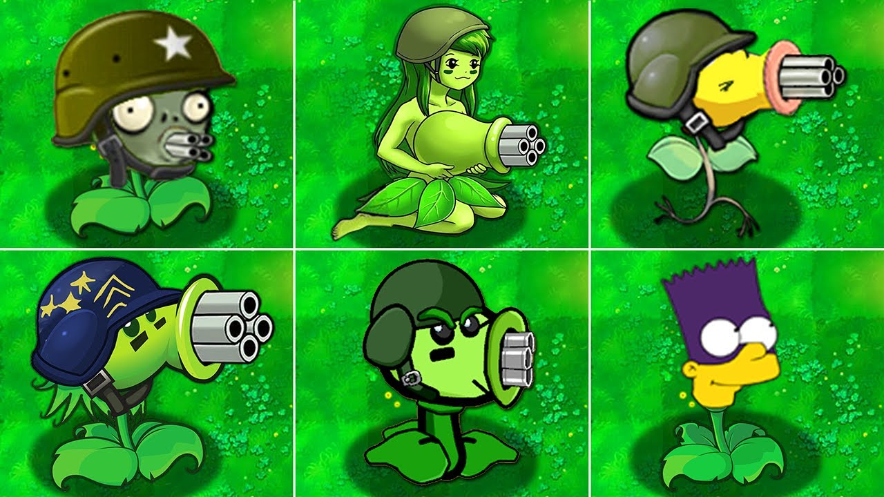 PvZ All Gatling PEA Plant Vs All ZomBotany - PvZ Mod Team Plants - YouTube
