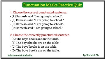 Punctuation marks practice quiz| Punctuation in english grammar | Punctuation quiz for all exams