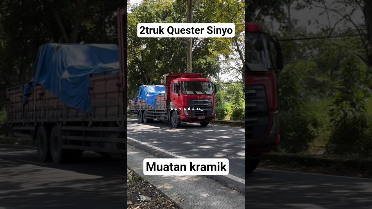 Duet truk Quester sinyo, muatan kramik tujuan ke Tasik