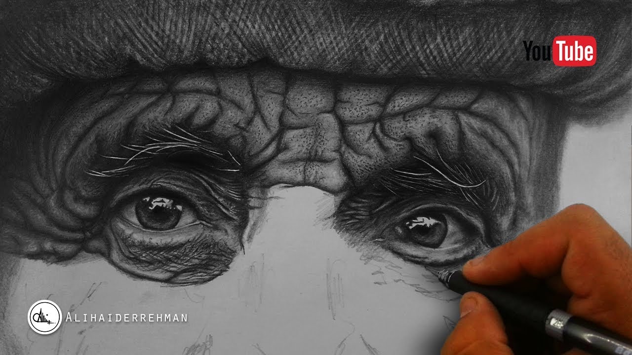 realistic old man drawing