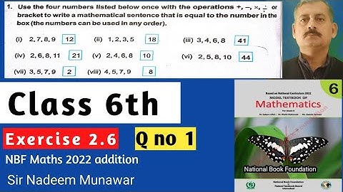 Class 6 Exercise 2.6 Q no 1 Ex 2.6 NBF Maths Federal Board. Sir Nadeem Munawar
