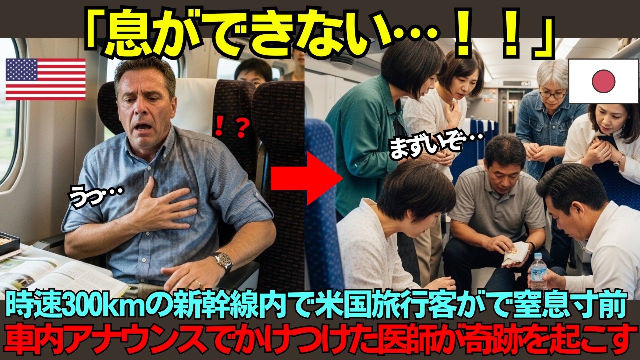 【海外の反応】「息ができない」時速300kmの新幹線でアメリカ人が窒息寸前、車内アナウンスから5分、5人の医師が起こした奇跡とは？