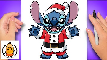 How To Draw Santa Stitch | Christmas Drawing Tutorial