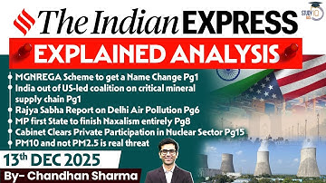 Indian Express Analysis | 13th December 2025 | The Indian Express Newspaper Analysis