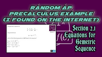 AP Precalculus Section 2.1 Example: Finding Several Equations for the Geometric Sequence