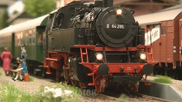 Modular Model Railway with German Steam Locos and Diesel Multiple Unit Trains