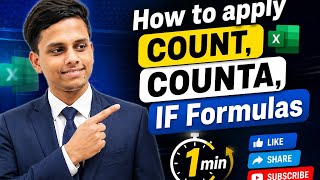 🔥 Excel Functions Part 5 💻Learn COUNT, COUNTA & IF Formula in just 1 minute ⏱️😎✅ #youtuber#youtube
