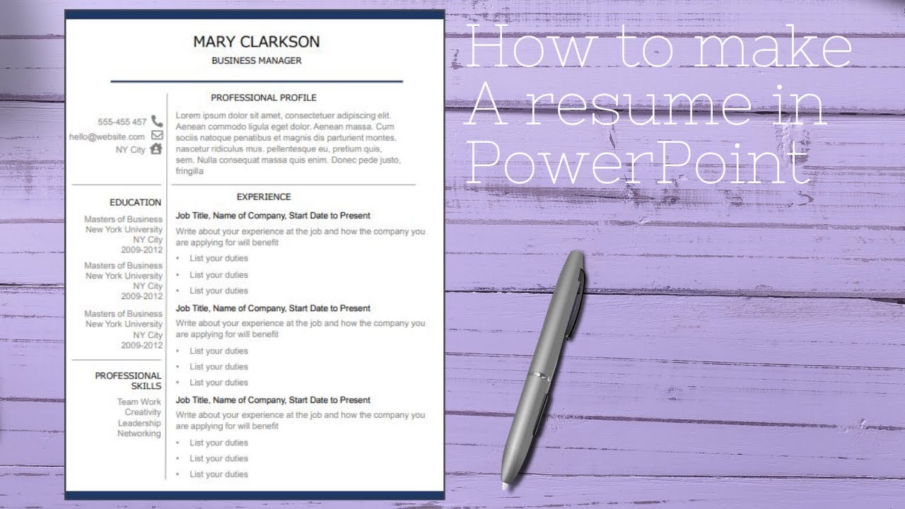 how to create a resume on powerpoint