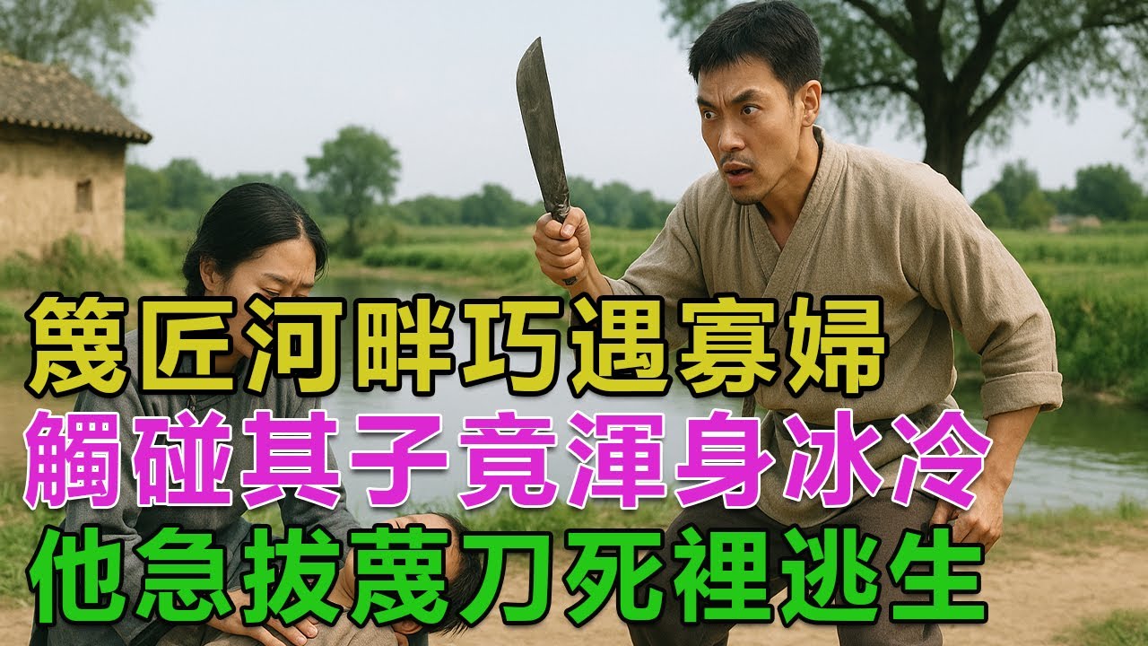 民間故事：篾匠河畔巧遇寡婦，觸碰其子竟渾身冰冷，他急拔蔑刀死裡逃生