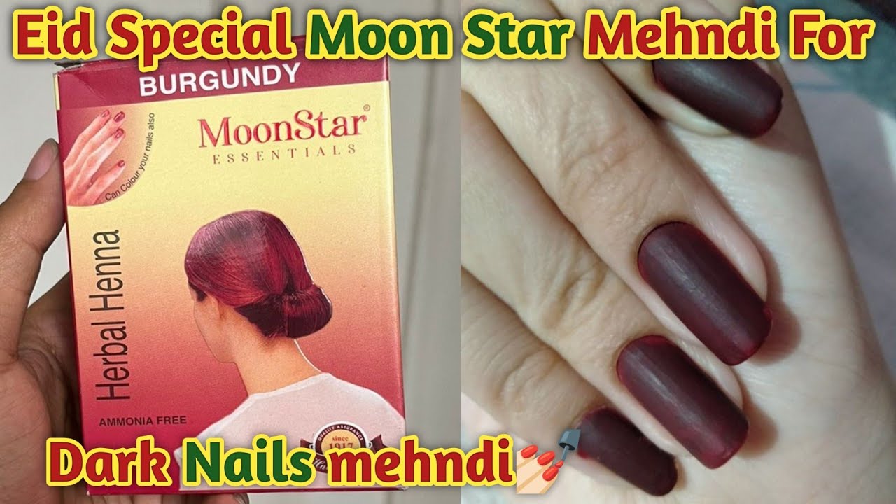 Moon Star Mehndi for Nail😍Eid Special🌙 Secret for dark stain | Mehndi Paste | Nails Mehndi | Henna