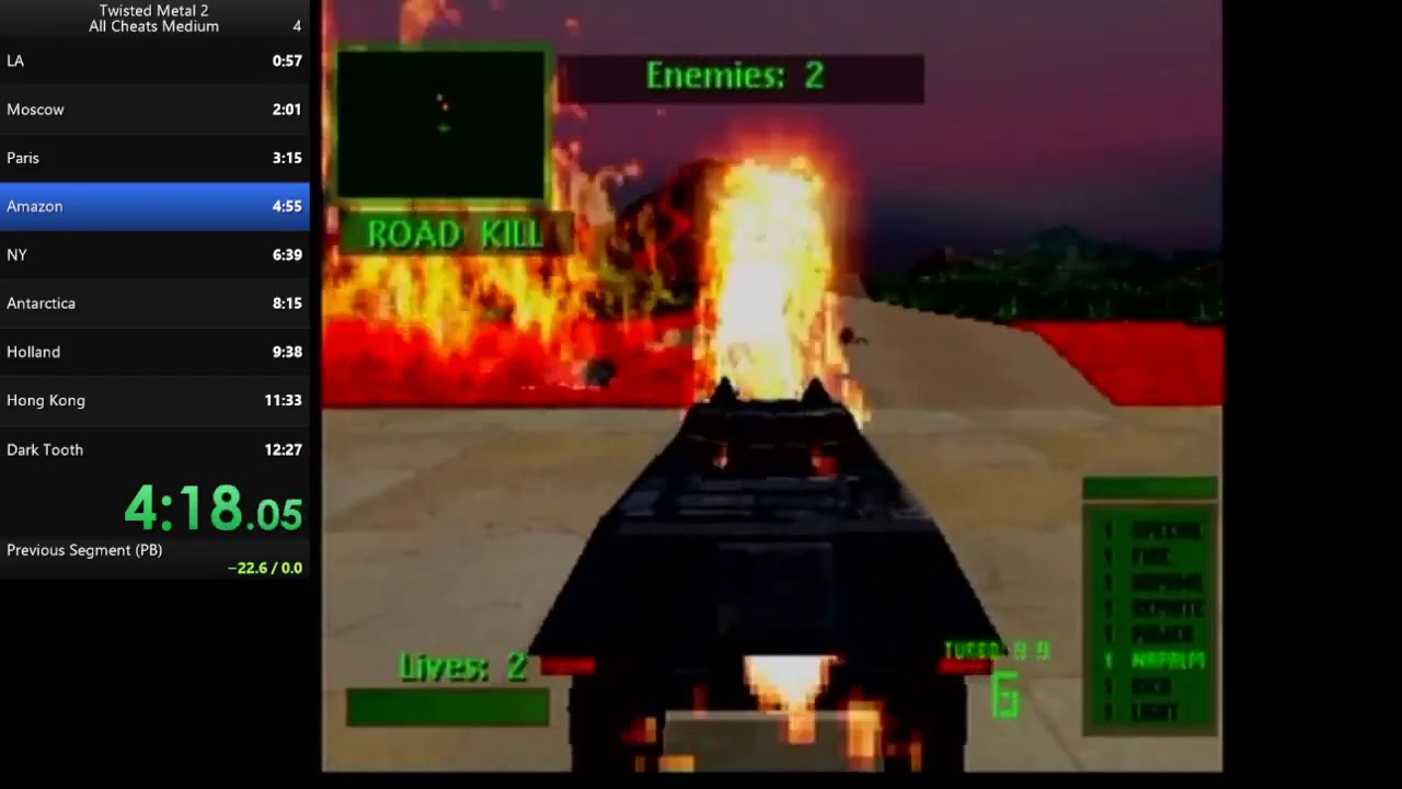 Twisted Metal 2 Speedrun (All Cheats (Medium)) 1158 YouTube