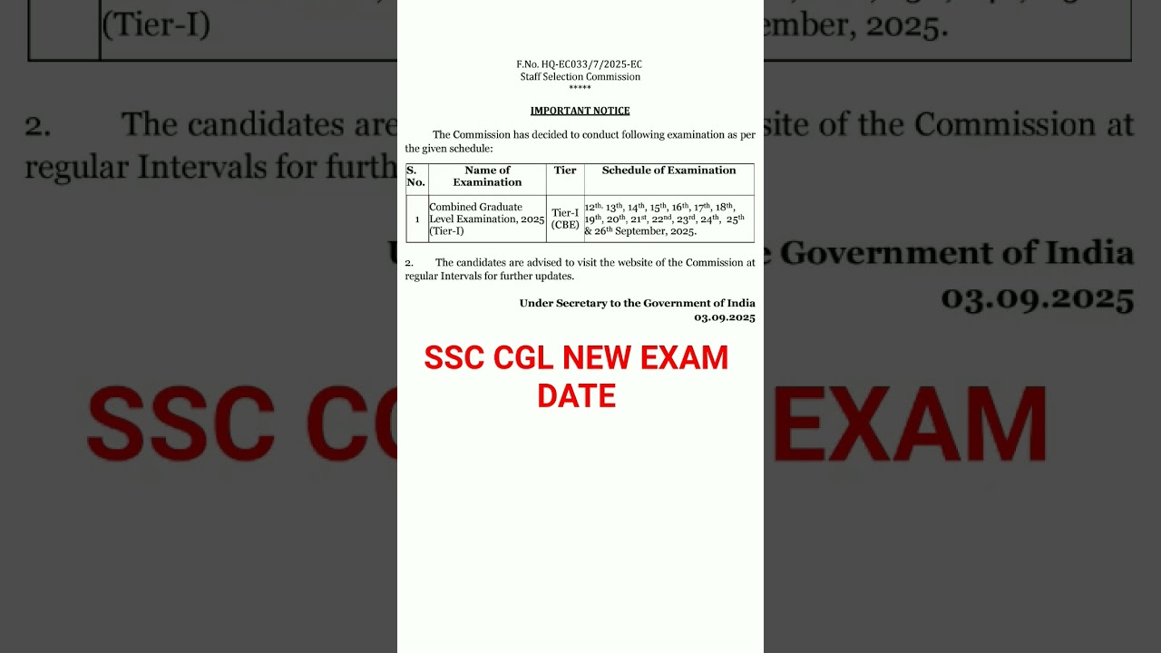SSC CGL NOTICE 