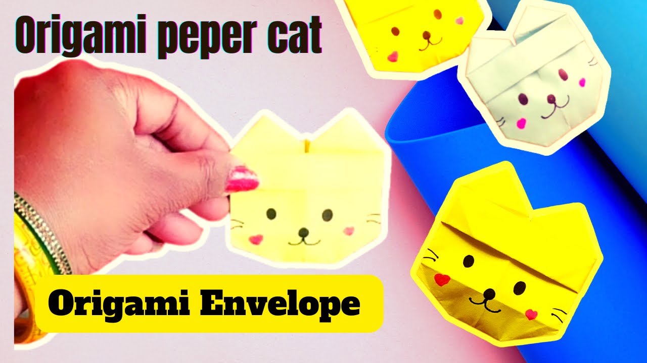 Origami paper cat envelope step by step😺 Diy origami paper envelope Cute cat origami😍 YouTube