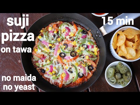 suji ka pizza recipe on tawa | rava pizza | सूजी का पिज़्ज़ा | semolina pizza | sooji pizza