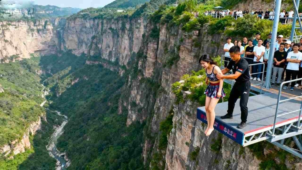 Bungee Jumping With Rope In Beautiful Place:Asmr Bungee Jumping#travel#funny