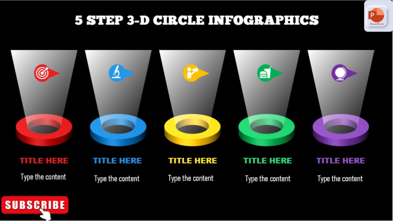 Ppt 29 :5 Step 3-D Circle Infographics tutorial in Powerpoint | Ppt Presentation | Powerpoint design