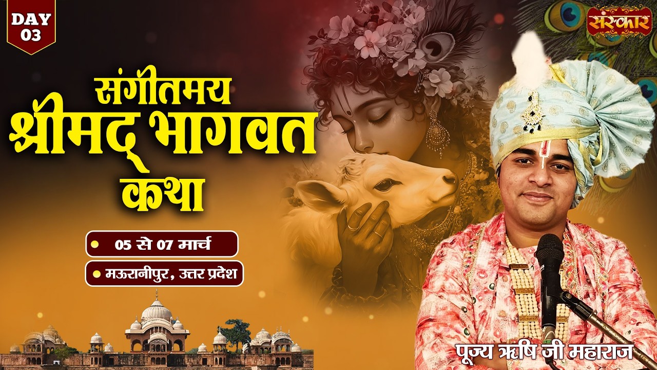 श्रीमद भागवत कथा || PP. Rishi Ji Maharaj ~ 07 Mar. || Mauranipur, Uttar Pradesh || Day 03
