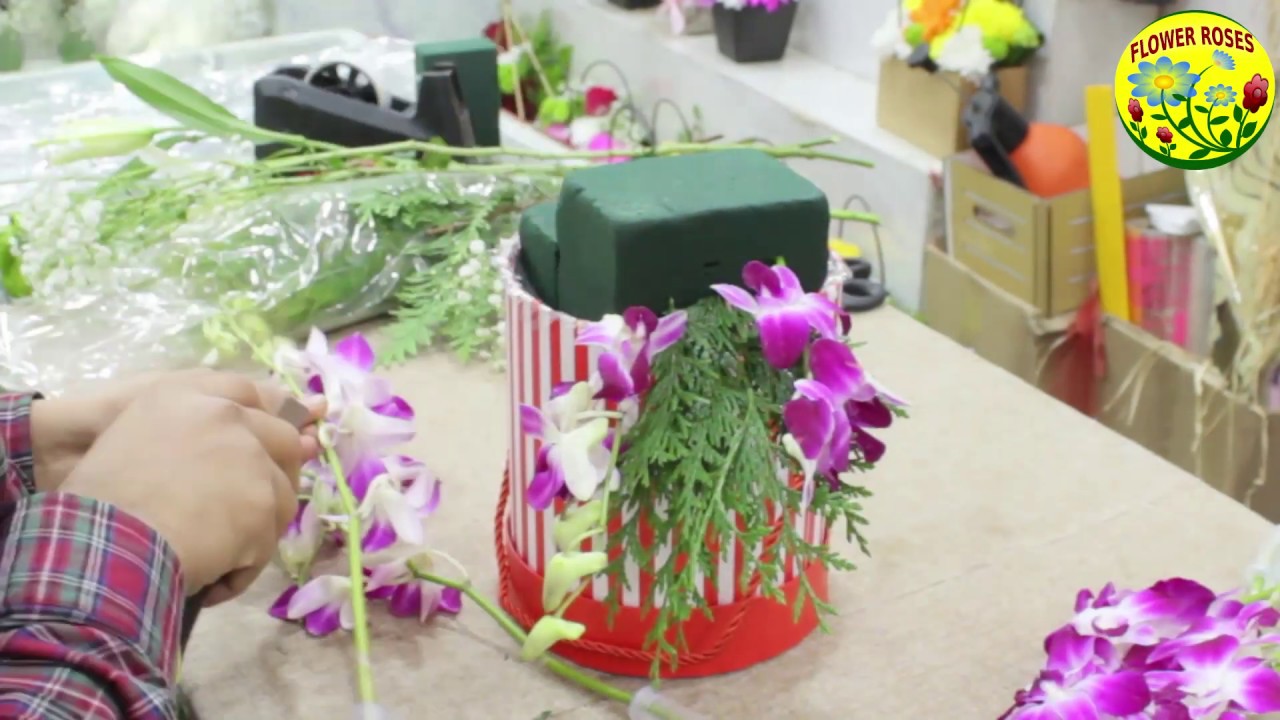 how to make gift box, flower box, flower bouquet, flower box arrangement