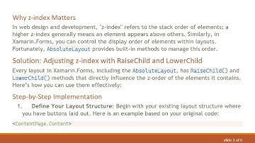 How to Properly Set z-index in an AbsoluteLayout in XAML