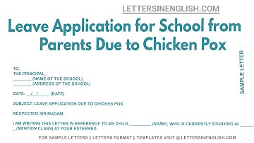 Leave Application For School From Parents Due To Chicken Pox