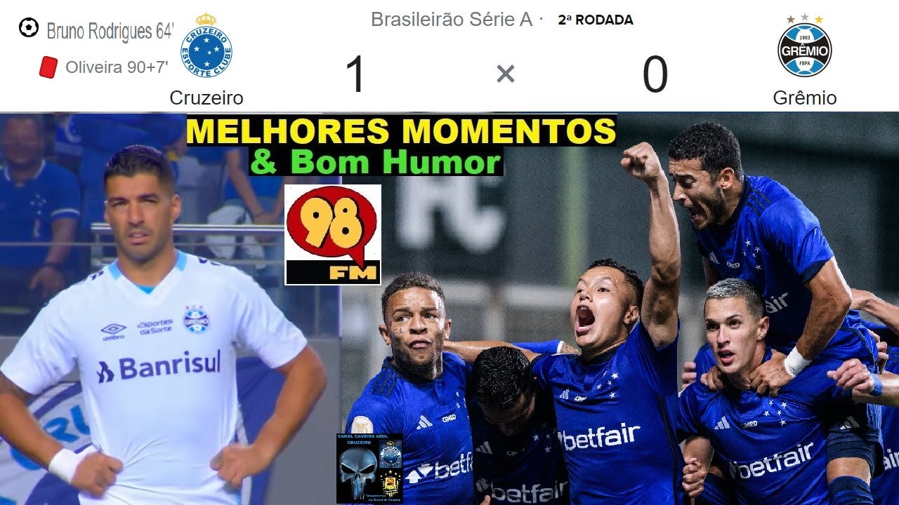 CRUZEIRO 1 x 0 GRÊMIO 🤪😂😂& Bom Humor REDE 98 FM ⚽ Melhores Momentos ...