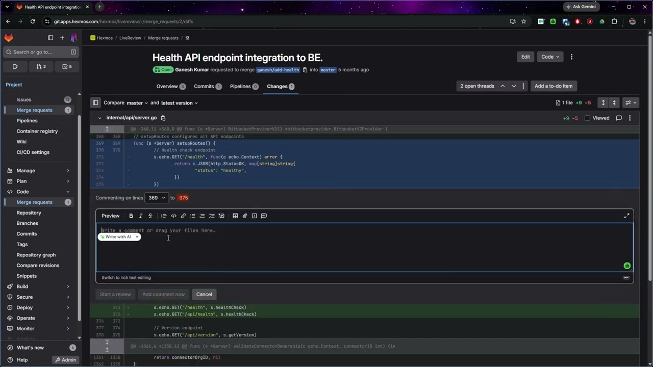Ask Questions About Code via Inline PR Comments
