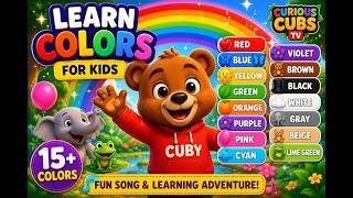 Learn 15 Colors with Cuby 🌈 | Original Color Song for Kids | Curious Cubs TV