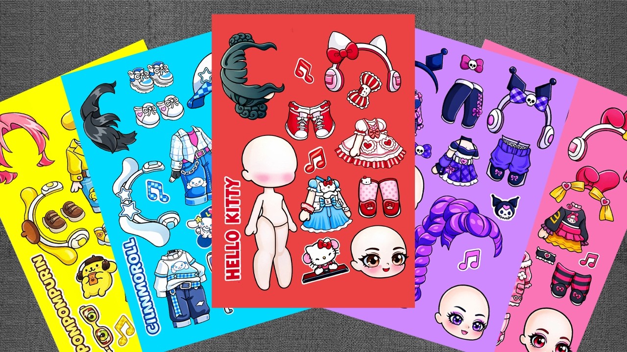 [🌈Paper DIY🌈] SANRIO x KPOP DEMON HUNTERS Sticker Book 💜 Rumi & Mira Cosplay Kuromi Melody | ASMR