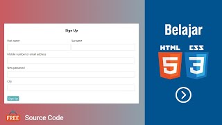 Responsive Signup Form in HTML and CSS | Cara Membuat Form Pendaftaran Dengan HTML dan CSS