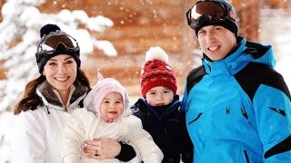 Prince George and Princess Charlotte play in the snow in cute family photo on French skiing holiday