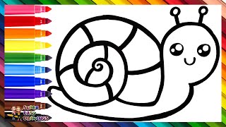 How To Draw A Snail  Draw and Color a Cute Snail  Drawings for Kids