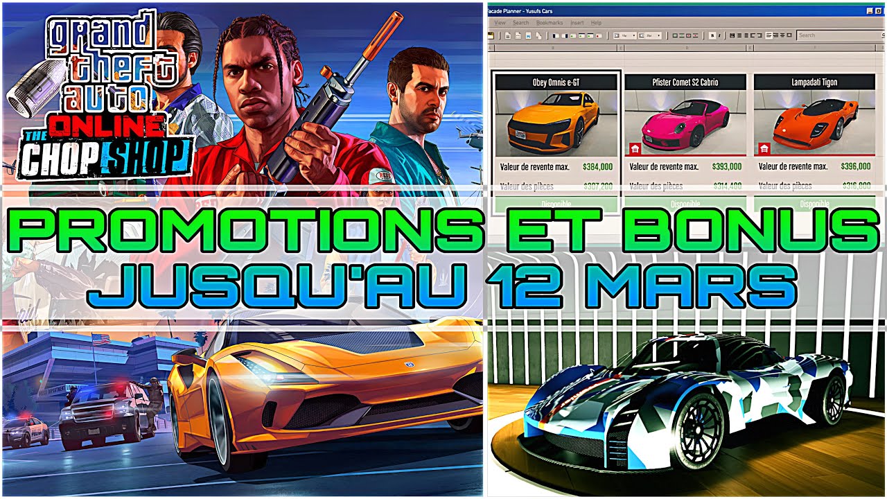 PROMO & BONUS GTA ONLINE : 1 MOTIF RARE, 2 PLAQUES ET VÉHICULES A RÉCUPÉRER - SPÉCIALE CASSE AUTO 