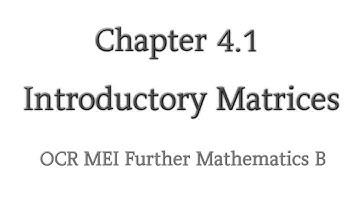 Chapter 4.1 | Introductory Matrices | OCR MEI Further Mathematics B