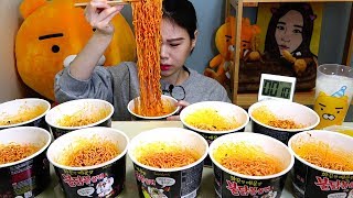[Eng Sub] Mukbang Challenge, Korean Fire Noodle Buldak Bokkeummyun 10 Cups! Eating Show