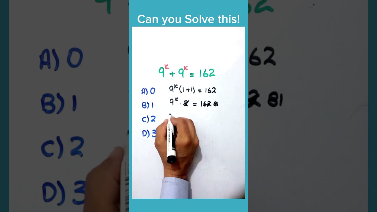 9 X 162 Solving A Nice Exponential Equation Shorts Maths