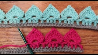 Crochet Spades Stitch Border  Border idea #1