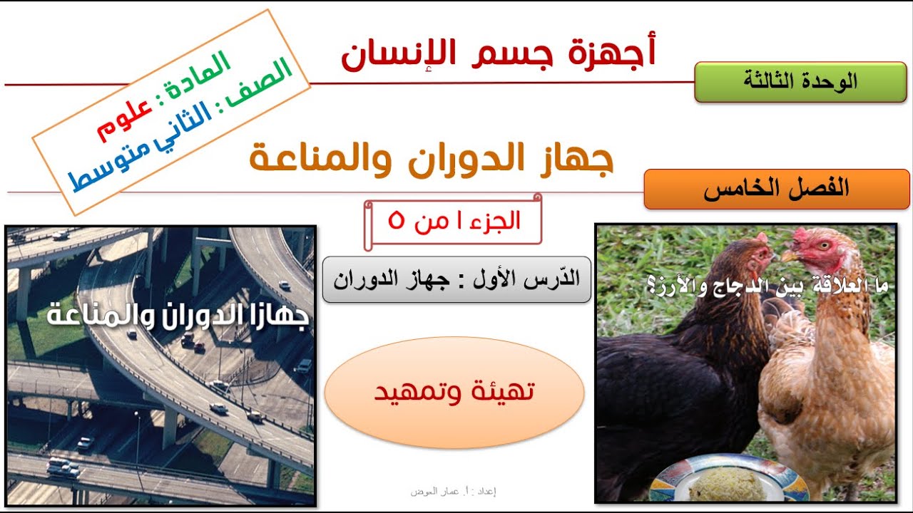 جهاز الدوران - الجزء 1من5 - تمهيد - علوم ثاني متوسط