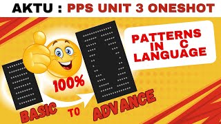 AKTU: PPS Unit 3 ONESHOT 🔥| ALL TYPES OF Pattern Programs in C from Scratch | Star & Number Patterns