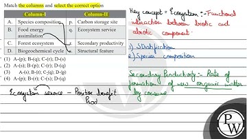 Match the columns and select the correct option \begin{tabular}{|c|l|c|l|} \hline \multicolumn{2...