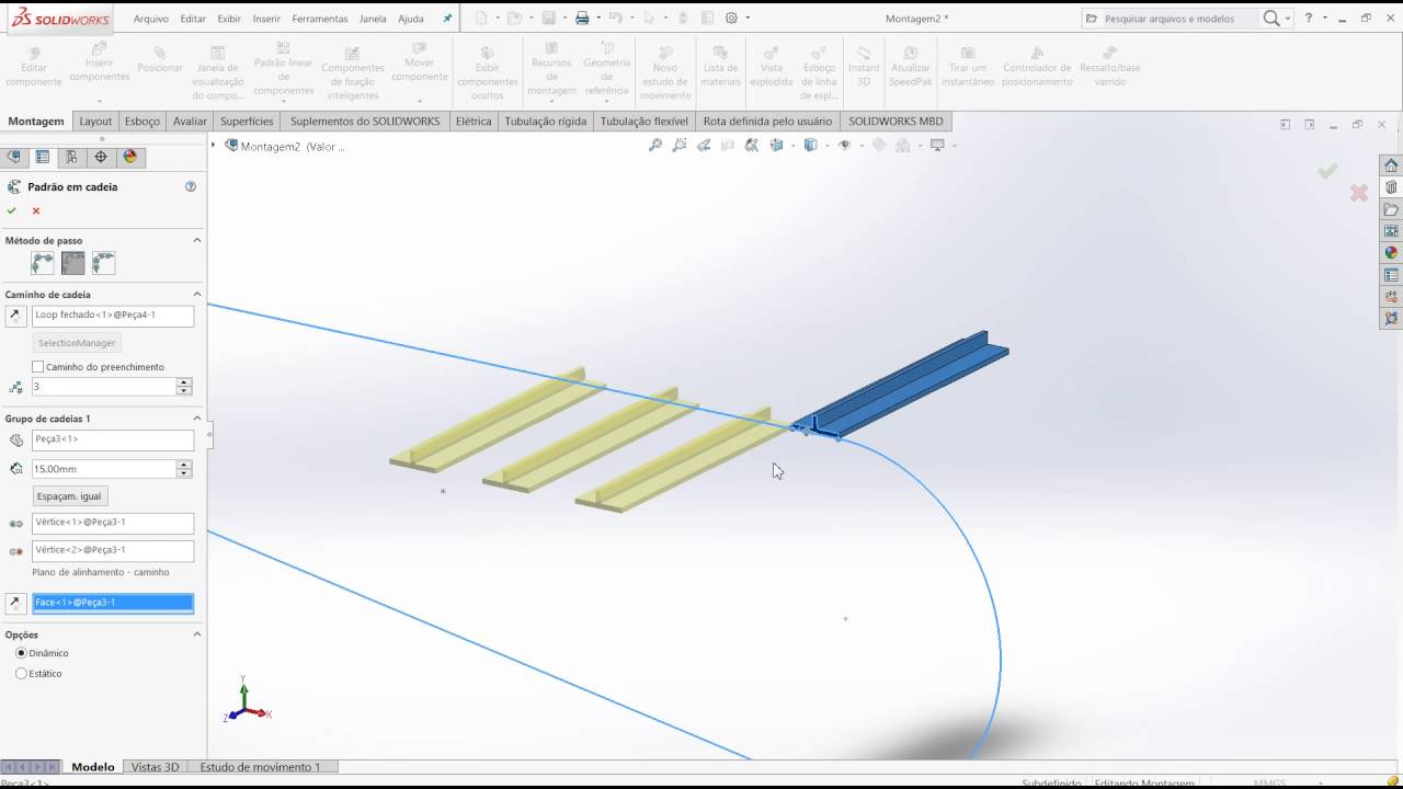 Aula 183 - Solidworks Criando Esteira Metalica - Marcelo Pereira